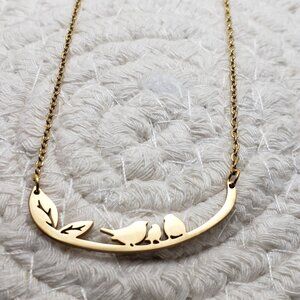 Close 2 UR heart stainless steel 18 inch necklace Birds on a limb
